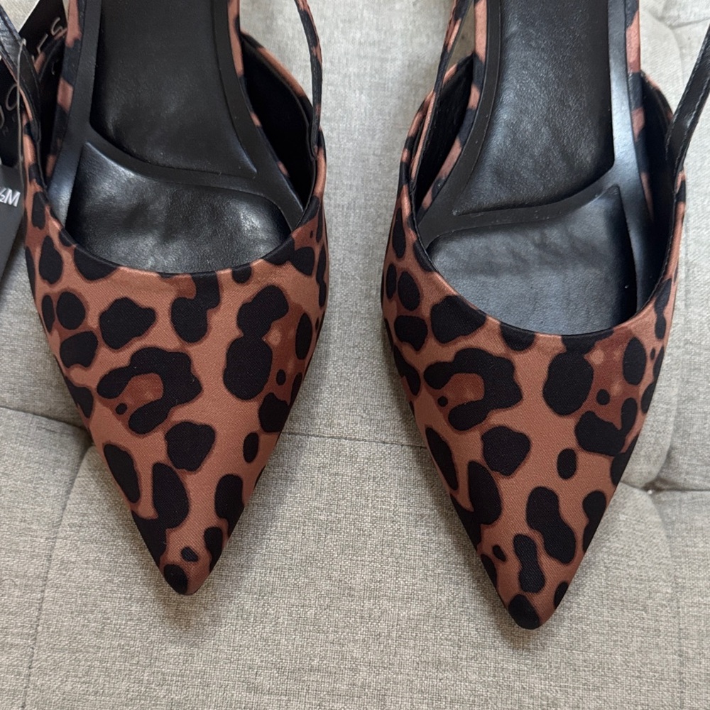 NWT Jones New York Leopard Print Pointed Slingback Pumps - Brown & Black - Picture 2 of 8